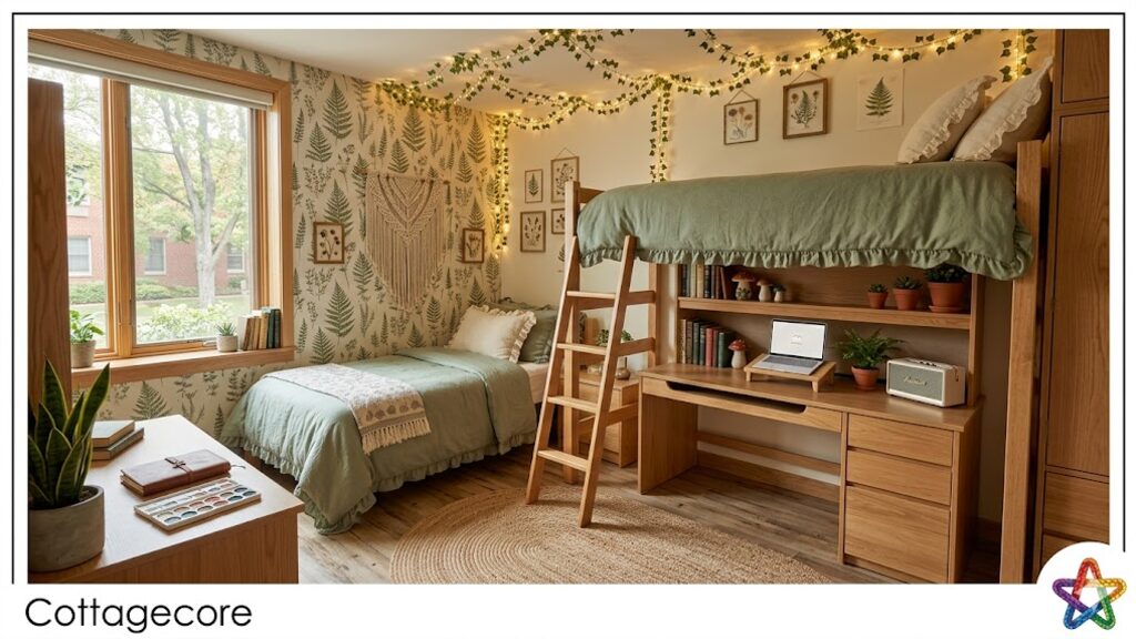 Soft Cottagecore dorm room, view 2