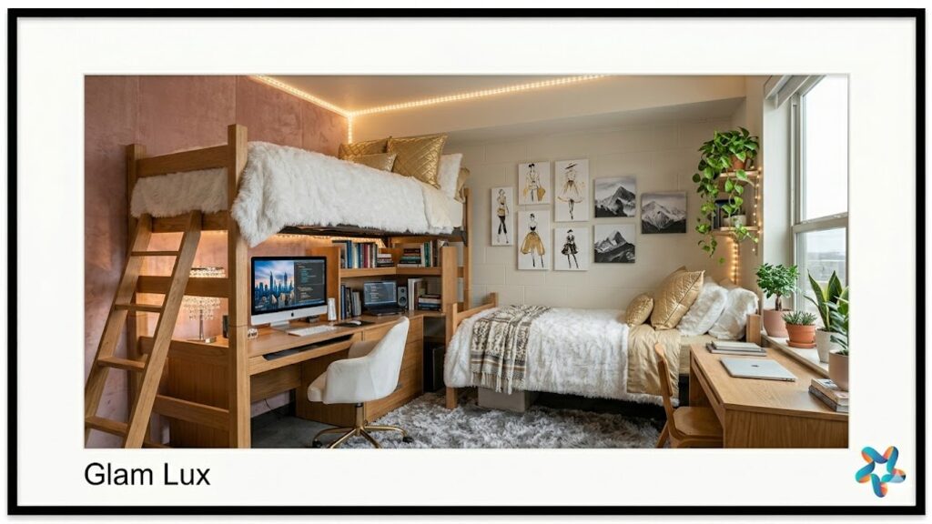 Glam Lux dorm room, view 2