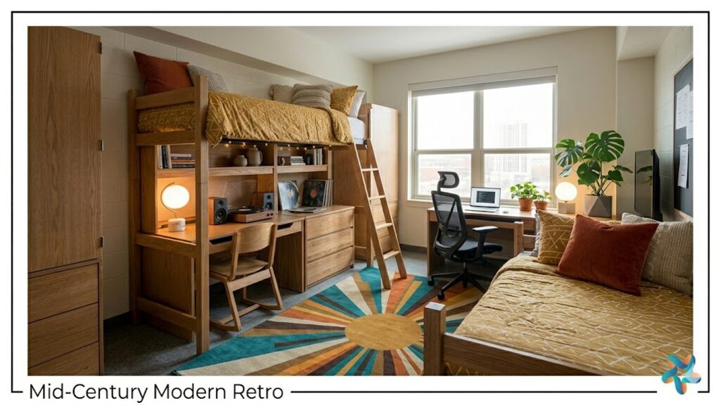 Mid-Century Modern Retro dorm room, view 2