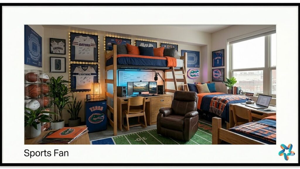 Sports Fan dorm room, view 2